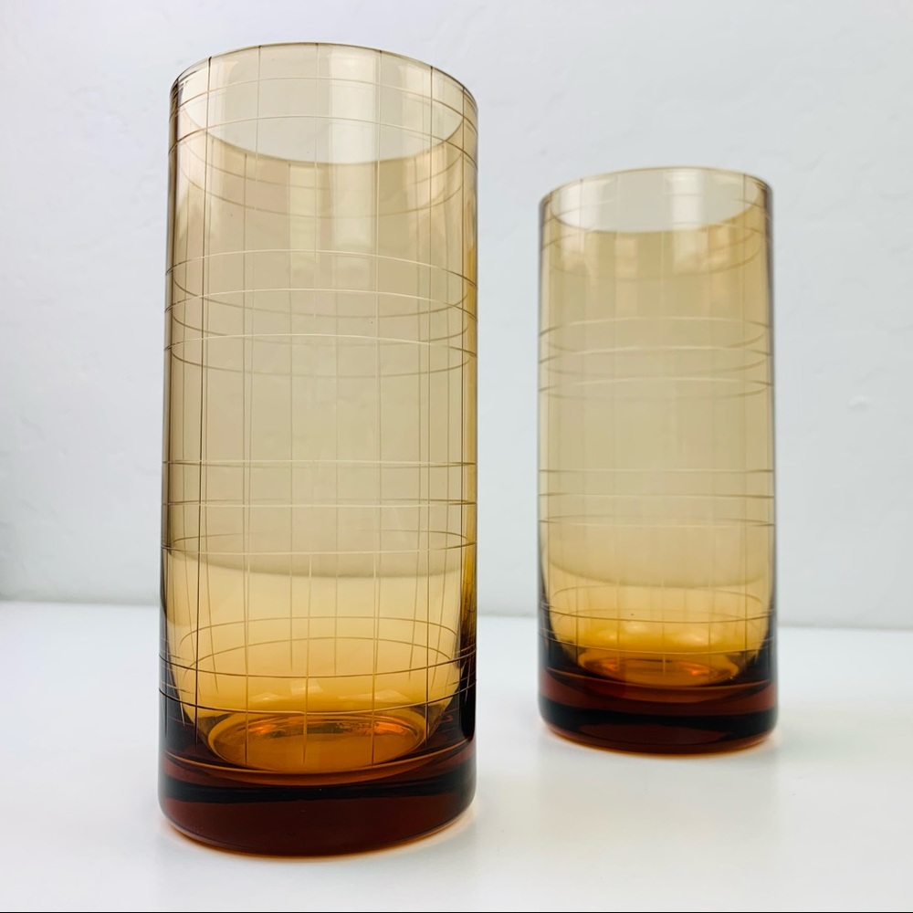 VTG Amber JUICE TUMBLER Set